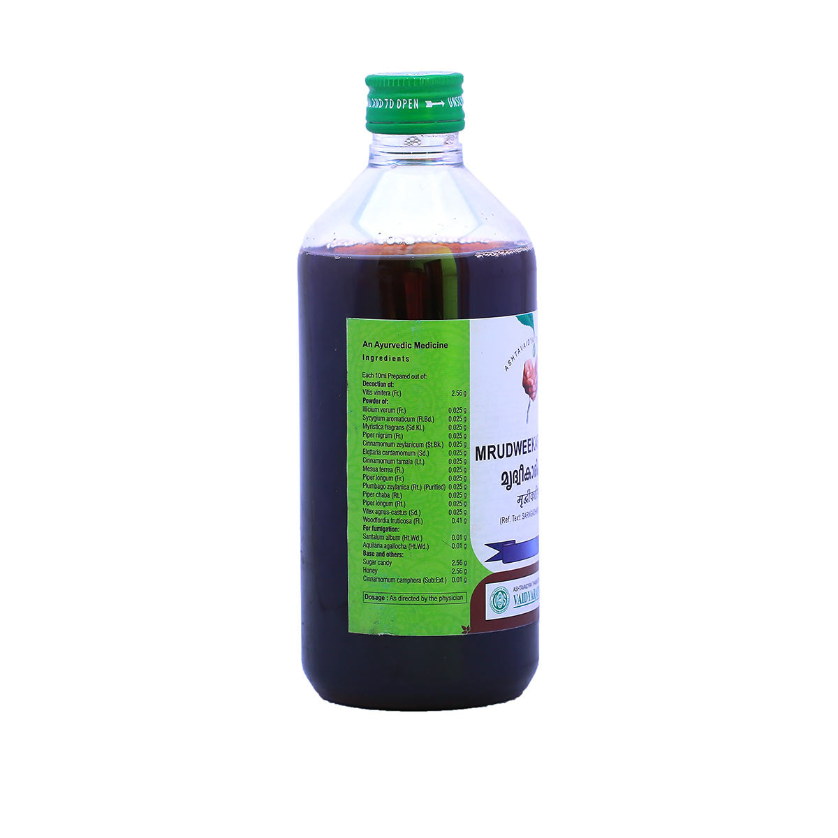 MRIDWEEKARISHTAM 450ML (VAIDYARATNAM OUSHADASALA)
